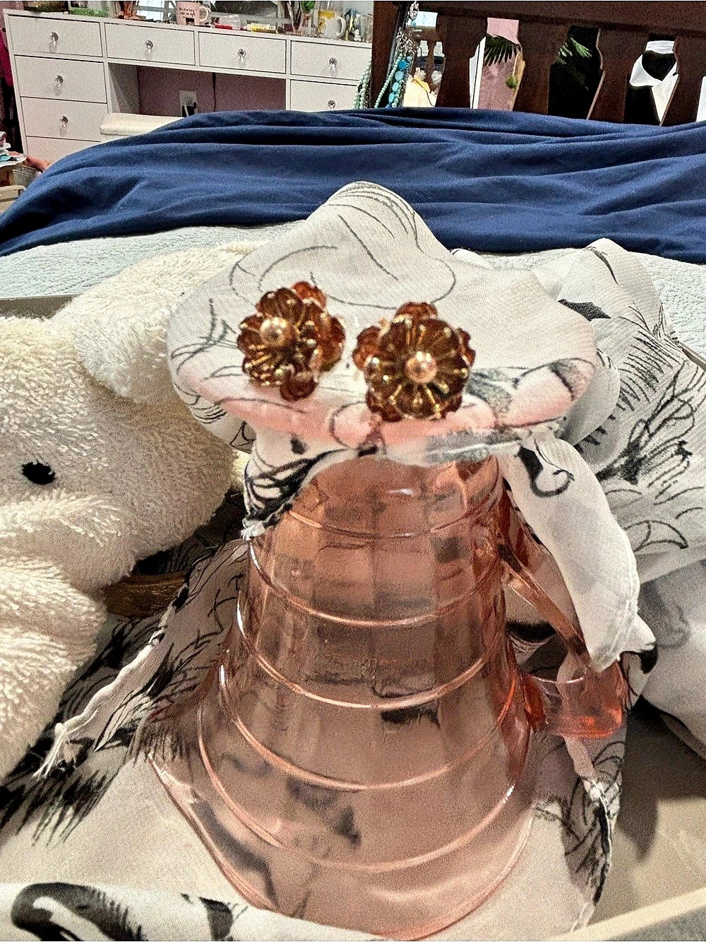 Gold Floral Statement Earrings